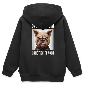 Du stellst gern unnötige Fragen - Kinder Premium Organic Zip Hoodie - Schwarz - Hinten - AI Model Kid Male (0cm)