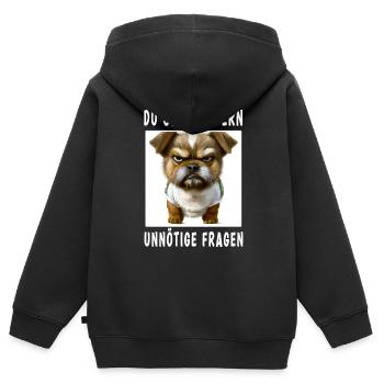 Du stellst gern unnötige Fragen - Kinder Premium Organic Zip Hoodie - Schwarz - Hinten - AI Model Kid Male (0cm)