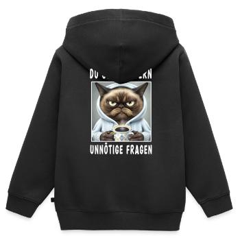 Du stellst gern unnötige Fragen - Kinder Premium Organic Zip Hoodie - Schwarz - Hinten - AI Model Kid Male (0cm)