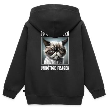 Du stellst gern unnötige Fragen - Kinder Premium Organic Zip Hoodie - Schwarz - Hinten - AI Model Kid Male (0cm)
