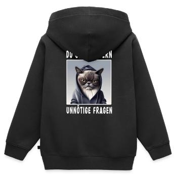Du stellst gern unnötige Fragen - Kinder Premium Organic Zip Hoodie - Schwarz - Hinten - AI Model Kid Male (0cm)