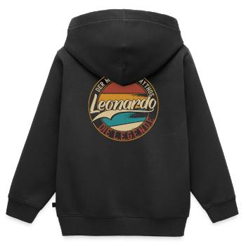 Leonardo Der Mann der Mythos die Legende Geschenk - Kinder Premium Organic Zip Hoodie - Schwarz - Hinten - AI Model Kid Male (0cm)