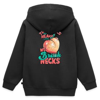 dick dicke oberschenkel thick thighs oberschenkel - Kinder Premium Organic Zip Hoodie - Schwarz - Hinten - AI Model Kid Male (0cm)