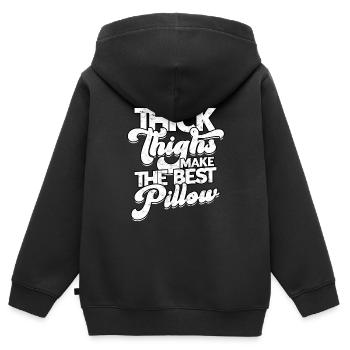 dick dicke oberschenkel thick thighs oberschenkel - Kinder Premium Organic Zip Hoodie - Schwarz - Hinten - AI Model Kid Male (0cm)