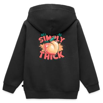 dick dicke oberschenkel thick thighs oberschenkel - Kinder Premium Organic Zip Hoodie - Schwarz - Hinten - AI Model Kid Male (0cm)