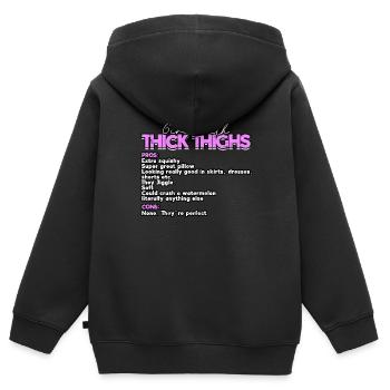 dick dicke oberschenkel thick thighs oberschenkel - Kinder Premium Organic Zip Hoodie - Schwarz - Hinten - AI Model Kid Male (0cm)