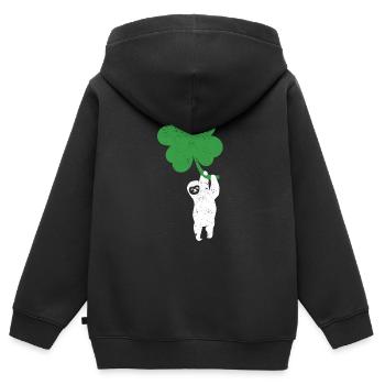 Paresseux Trèfle Mignon Trèfle Paresseux St Patrick - Sweat Premium à capuche zippé enfant bio - noir - Dos - AI Model Kid Male (0cm)