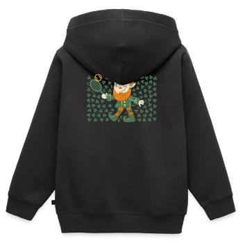 Leprechaun Joueur de tennis drôle St Patrick’s Day - Sweat Premium à capuche zippé enfant bio - noir - Dos - AI Model Kid Male (0cm)