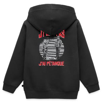 Ich habe Petanque - Kinder Premium Organic Zip Hoodie - Schwarz - Hinten - AI Model Kid Male (0cm)