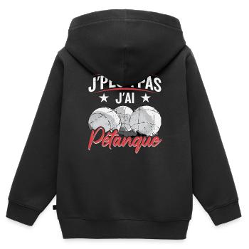 Ich habe Petanque - Kinder Premium Organic Zip Hoodie - Schwarz - Hinten - AI Model Kid Male (0cm)