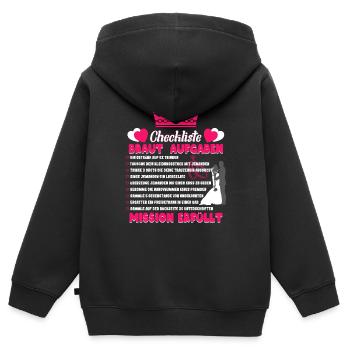 Junggesellinnenabschied Aufgabenliste - Kinder Premium Organic Zip Hoodie - Schwarz - Hinten - AI Model Kid Male (0cm)