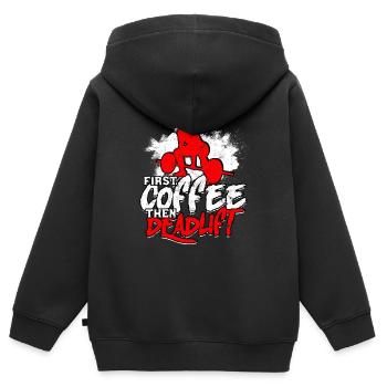 kreuzheben fitlochlochness deadlift gym - Kinder Premium Organic Zip Hoodie - Schwarz - Hinten - AI Model Kid Male (0cm)