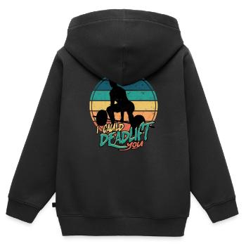 kreuzheben fitlochlochness deadlift gym - Kinder Premium Organic Zip Hoodie - Schwarz - Hinten - AI Model Kid Male (0cm)