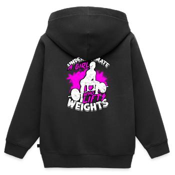kreuzheben fitlochlochness deadlift gym - Kinder Premium Organic Zip Hoodie - Schwarz - Hinten - AI Model Kid Male (0cm)