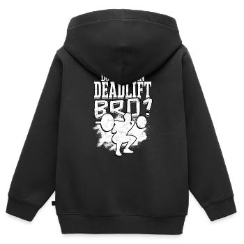 kreuzheben fitlochlochness deadlift gym - Kinder Premium Organic Zip Hoodie - Schwarz - Hinten - AI Model Kid Male (0cm)