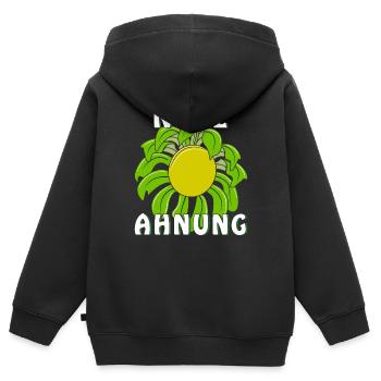GRÜNE SONNENBLUME NULL AHNUNG - Kinder Premium Organic Zip Hoodie - Schwarz - Hinten - AI Model Kid Male (0cm)
