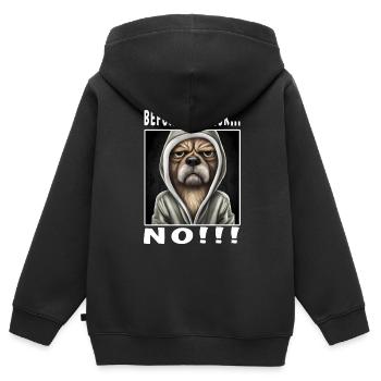 Avant de demander non - Sweat Premium à capuche zippé enfant bio - noir - Dos - AI Model Kid Male (0cm)
