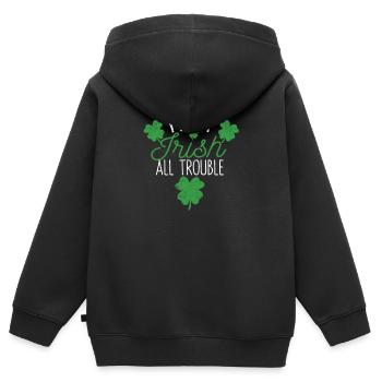Teil Irish All Trouble Funny Clovers Stempel St. - Kinder Premium Organic Zip Hoodie - Schwarz - Hinten - AI Model Kid Male (0cm)