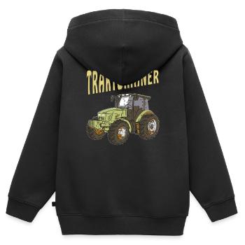 TRACTOR TRACTOR - Kids Premium Organic Zip-up Hoodie - black - Back - AI Model Kid Male (0cm)