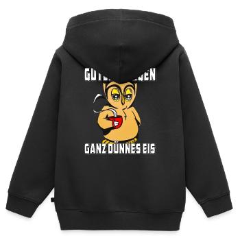 EULE GANZ DÜNNES EIS - Kinder Premium Organic Zip Hoodie - Schwarz - Hinten - AI Model Kid Male (0cm)