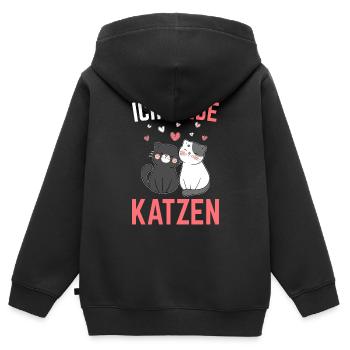 Ich liebe Katzen - Kinder Premium Organic Zip Hoodie - Schwarz - Hinten - AI Model Kid Male (0cm)
