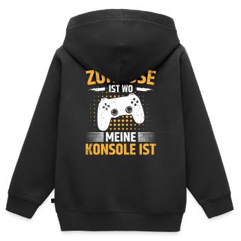 Zuhause Ist wo meine Konsole Ist - Kinder Premium Organic Zip Hoodie - Schwarz - Hinten - AI Model Kid Male (0cm)