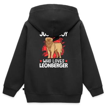 Nur ein Junge der Leonberger liebt Leonberger - Kinder Premium Organic Zip Hoodie - Schwarz - Hinten - AI Model Kid Male (0cm)