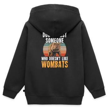 Wombat nicht vertrauen Australien Beuteltier - Kinder Premium Organic Zip Hoodie - Schwarz - Hinten - AI Model Kid Male (0cm)