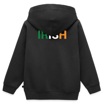 Irlande Proud Funny Clover Leprechaun Patriot - Sweat Premium à capuche zippé enfant bio - noir - Dos - AI Model Kid Male (0cm)