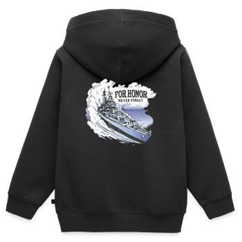 Für die Ehre, niemals zu vergessen Für die Ehre, n - Kinder Premium Organic Zip Hoodie - Schwarz - Hinten - AI Model Kid Male (0cm)