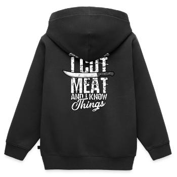 C’est ce que je découpe de viande - Sweat Premium à capuche zippé enfant bio - noir - Dos - AI Model Kid Male (0cm)