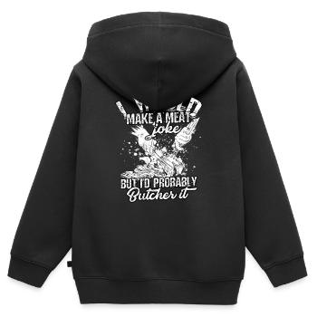 Boucher Fleischwitzschneider Koch Messer Metzgerei - Sweat Premium à capuche zippé enfant bio - noir - Dos - AI Model Kid Male (0cm)