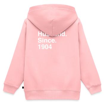 Anniversaire mari depuis 1904 mariage - Sweat Premium à capuche zippé enfant bio - rose - Dos - AI Model Kid Female (0cm)