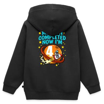 Space Birthday 4 Astronaut Planeten Raketenschiff - Kinder Premium Organic Zip Hoodie - Schwarz - Hinten - AI Model Kid Male (0cm)