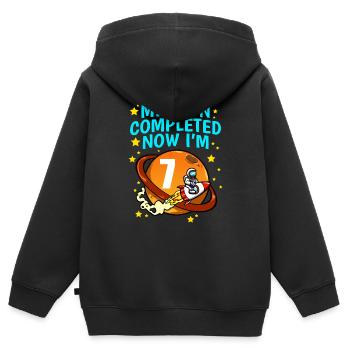 Space Birthday 7 Astronaut Planeten Raketenschiff - Kinder Premium Organic Zip Hoodie - Schwarz - Hinten - AI Model Kid Male (0cm)