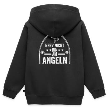 Nerv Nicht Bin Am Angeln - Kinder Premium Organic Zip Hoodie - Schwarz - Hinten - AI Model Kid Male (0cm)