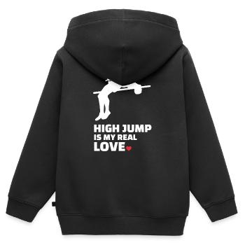 Ich Liebe Hochsprung - Kinder Premium Organic Zip Hoodie - Schwarz - Hinten - AI Model Kid Male (0cm)