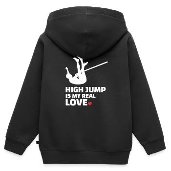Ich Liebe Hochsprung - Kinder Premium Organic Zip Hoodie - Schwarz - Hinten - AI Model Kid Male (0cm)