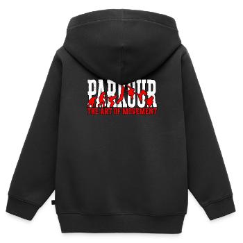 Parkour Freerunning Runner Back Flip Jumping - Sweat Premium à capuche zippé enfant bio - noir - Dos - AI Model Kid Male (0cm)