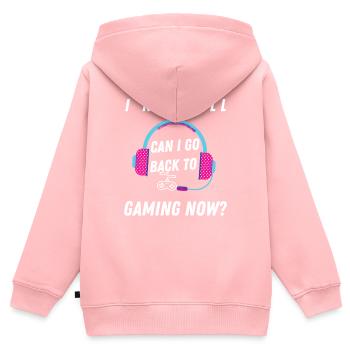 Kann ich zum Gaming-Abschlussgeschenk zurückkehren? - Kinder Premium Organic Zip Hoodie - Rosa - Hinten - AI Model Kid Female (0cm)