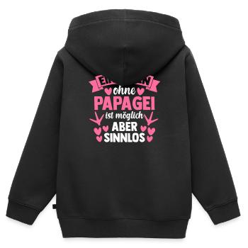 ein Leben ohne Papagei ist möglich aber sinnlos - Kinder Premium Organic Zip Hoodie - Schwarz - Hinten - AI Model Kid Male (0cm)