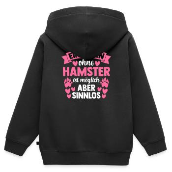 ein Leben ohne Hamster ist möglich aber sinnlos - Kinder Premium Organic Zip Hoodie - Schwarz - Hinten - AI Model Kid Male (0cm)