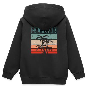 Californie Soleil d’été Palm Beach Eau - Sweat Premium à capuche zippé enfant bio - noir - Dos - AI Model Kid Male (0cm)