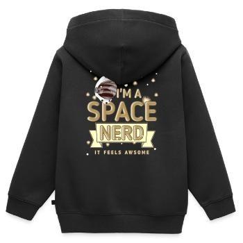 Space - Nerd - Kids Premium Organic Zip-up Hoodie - black - Back - AI Model Kid Male (0cm)