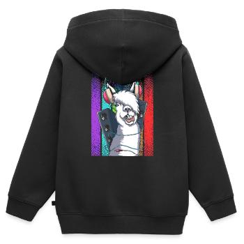 Lama - Kinder Premium Organic Zip Hoodie - Schwarz - Hinten - AI Model Kid Male (0cm)