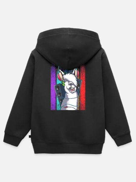 Lama - Kinder Premium Organic Zip Hoodie - Schwarz