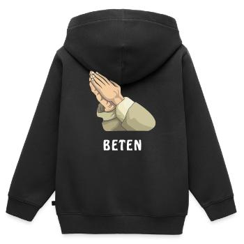 BETEN - Kinder Premium Organic Zip Hoodie - Schwarz - Hinten - AI Model Kid Male (0cm)