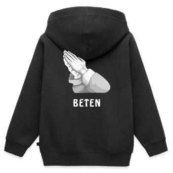 BETEN - Kinder Premium Organic Zip Hoodie - Schwarz - Hinten - AI Model Kid Male (0cm)