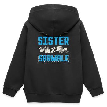 Échangez ma sœur contre Sarmale - Sweat Premium à capuche zippé enfant bio - noir - Dos - AI Model Kid Male (0cm)