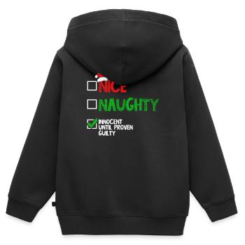 Nice Naughty Innocent jusqu’à preuve du contraire - Sweat Premium à capuche zippé enfant bio - noir - Dos - AI Model Kid Male (0cm)